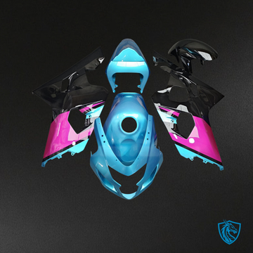 Suzuki GSXR 600-750 (2004-2005) Light Blue, Black & Pink - MERGEment Motorcycle Fairings Kit