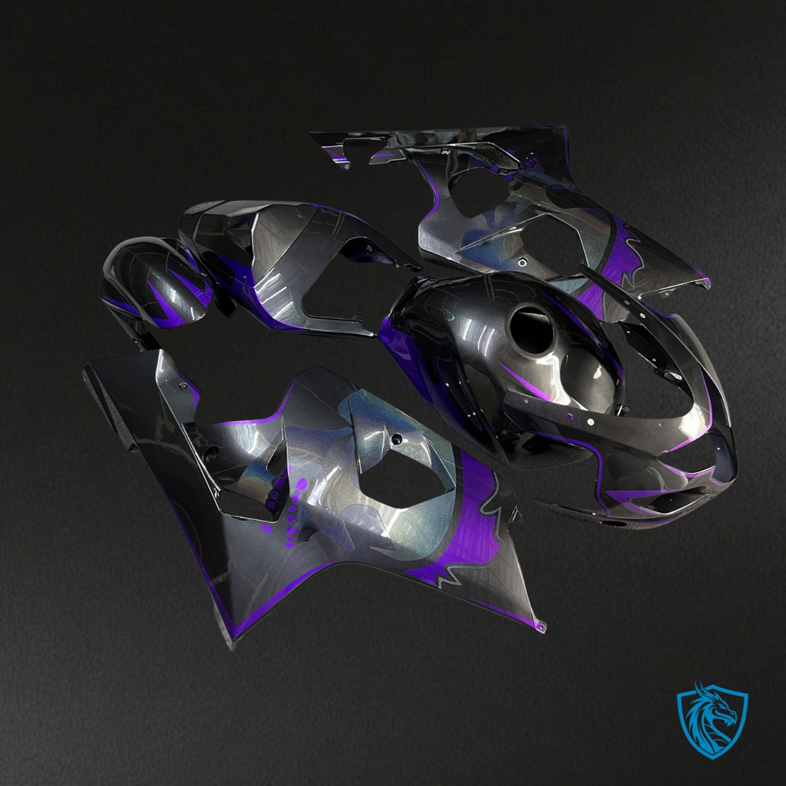 Suzuki GSXR 600-750 (2004-2005) Gloss Metallic Black & Purple - Custom ABS Fairing Kit