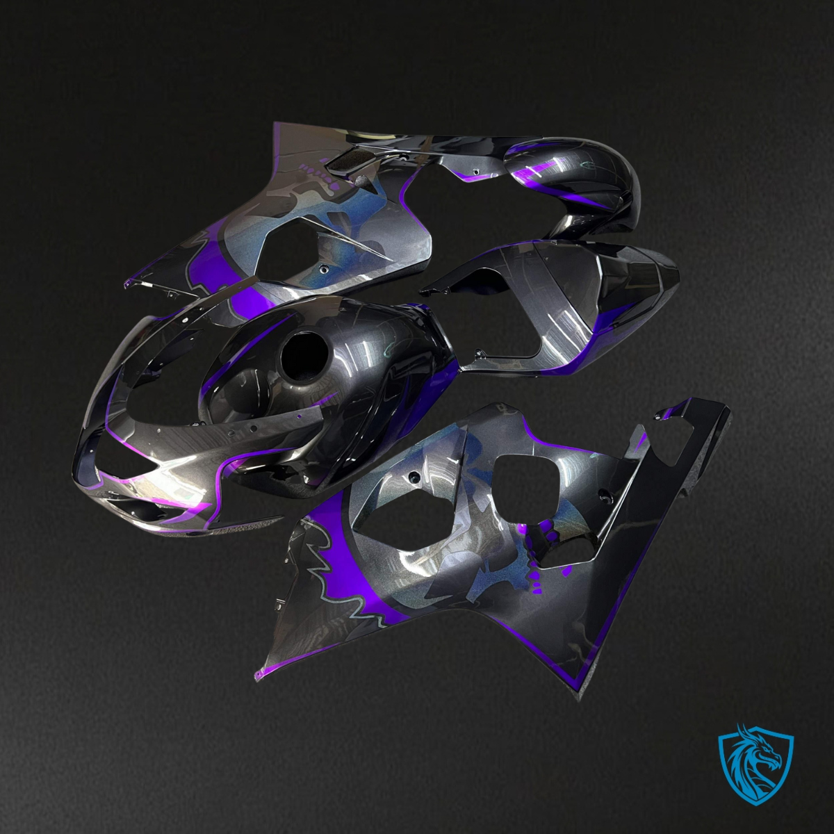 Suzuki GSXR 600-750 (2004-2005) Gloss Metallic Black & Purple - Custom ABS Fairing Kit