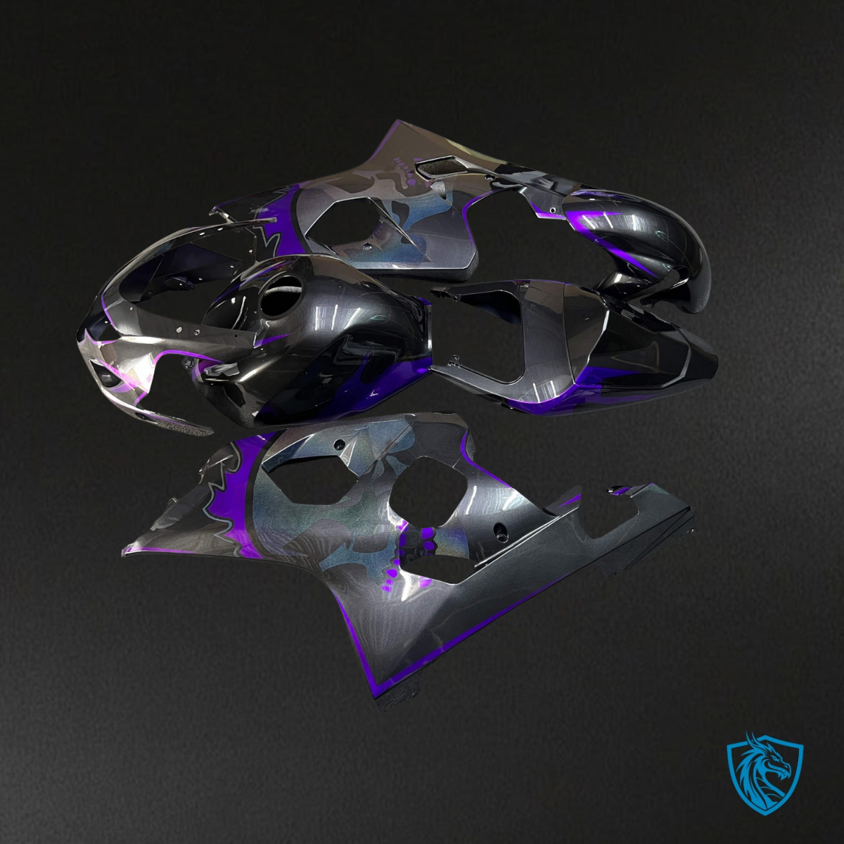 Suzuki GSXR 600-750 (2004-2005) Gloss Metallic Black & Purple - Custom ABS Fairing Kit