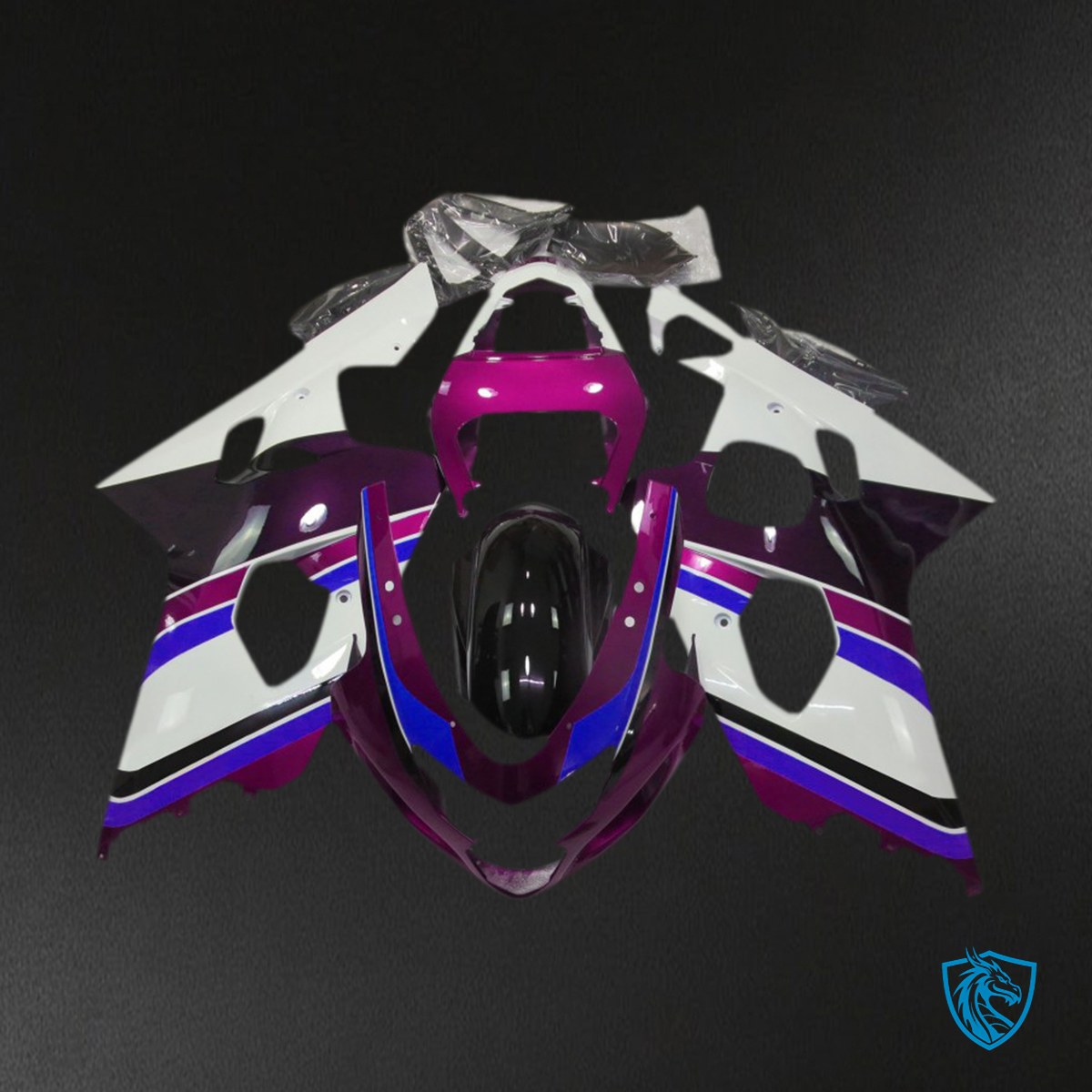 Suzuki GSXR 600-750 (2004-2005) Gloss Pink & Blue Motorcycle Fairings Kit - Aftermarket ABS Bodywork