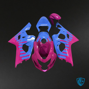 Suzuki GSXR 600-750 (2004-2005) Gloss Pink & Light Blue Fairing Kit - Aftermarket ABS Bodywork