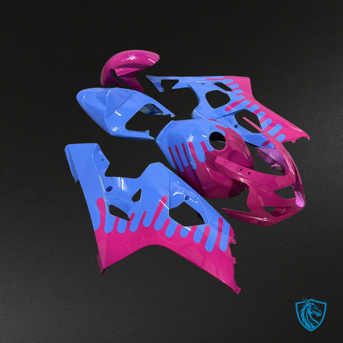 Suzuki GSXR 600-750 (2004-2005) Gloss Pink & Light Blue Fairing Kit - Aftermarket ABS Bodywork