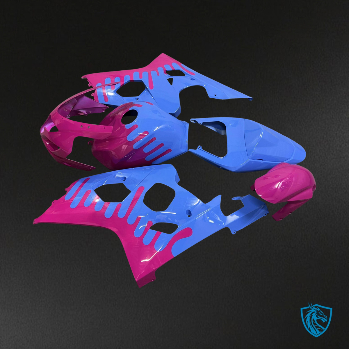 Suzuki GSXR 600-750 (2004-2005) Gloss Pink & Light Blue Fairing Kit - Aftermarket ABS Bodywork