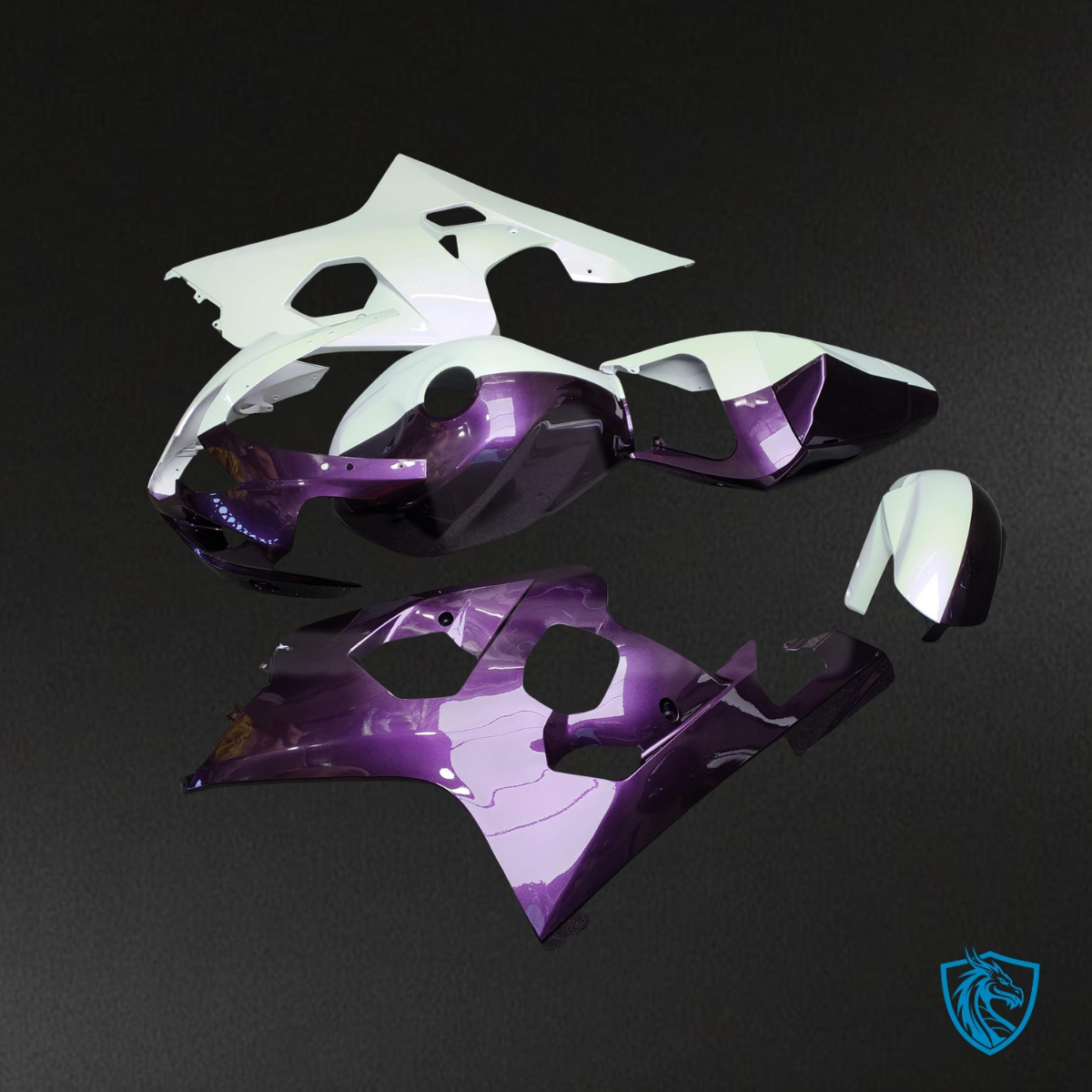 Suzuki GSXR 600-750 (2004-2005) Gloss Purple & White Split Fairing Kit | ABS Bodywork