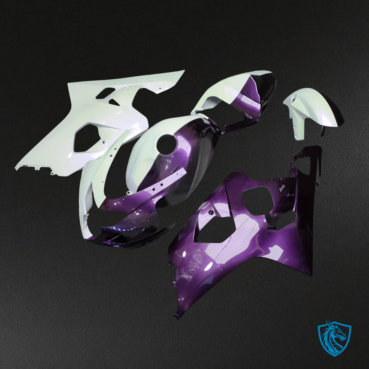 Suzuki GSXR 600-750 (2004-2005) Gloss Purple & White Split Fairing Kit | ABS Bodywork