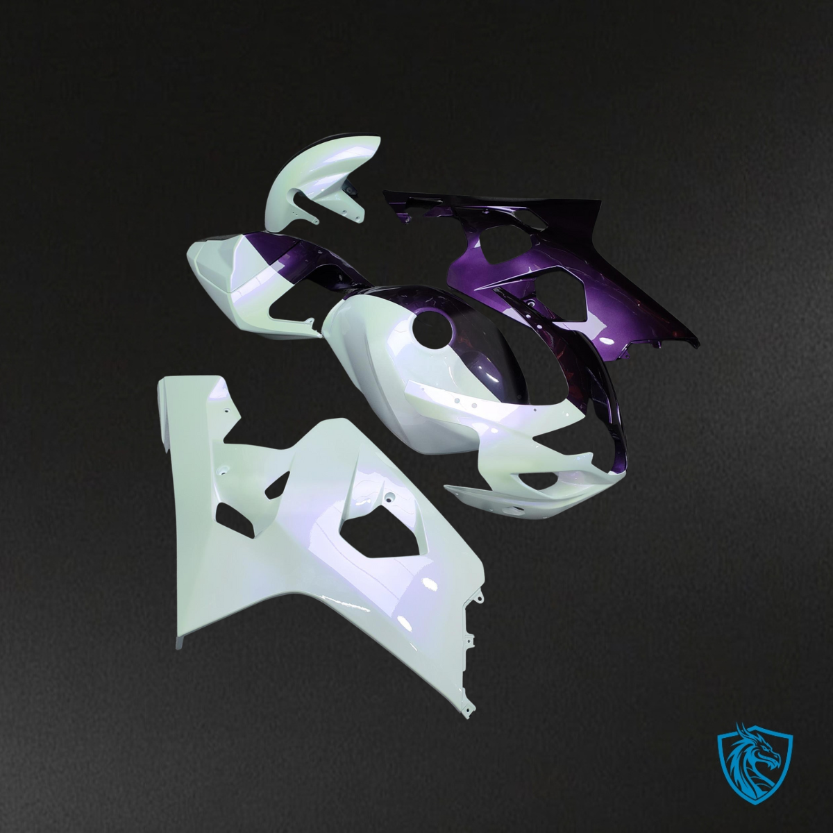 Suzuki GSXR 600-750 (2004-2005) Gloss Purple & White Split Fairing Kit | ABS Bodywork