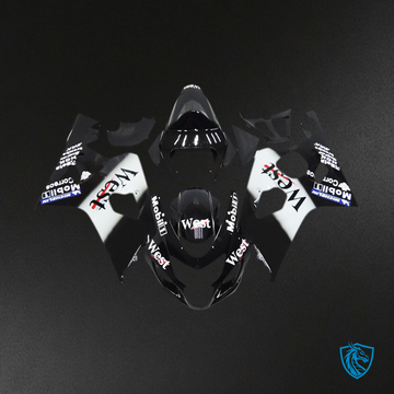 Suzuki GSXR 600-750 (2004-2005) Black & White Gloss West OEM Style - Custom ABS Fairing Kit
