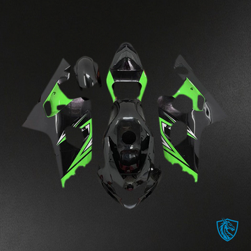 Suzuki GSXR 600-750 (2004-2005) Glossy Black & Green Motorcycle Fairings Kit - Aftermarket ABS Bodywork
