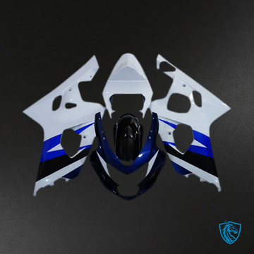 Suzuki GSXR 600-750 (2004-2005) Glossy White & Deep Blue Fairings Kit - Aftermarket ABS Bodywork