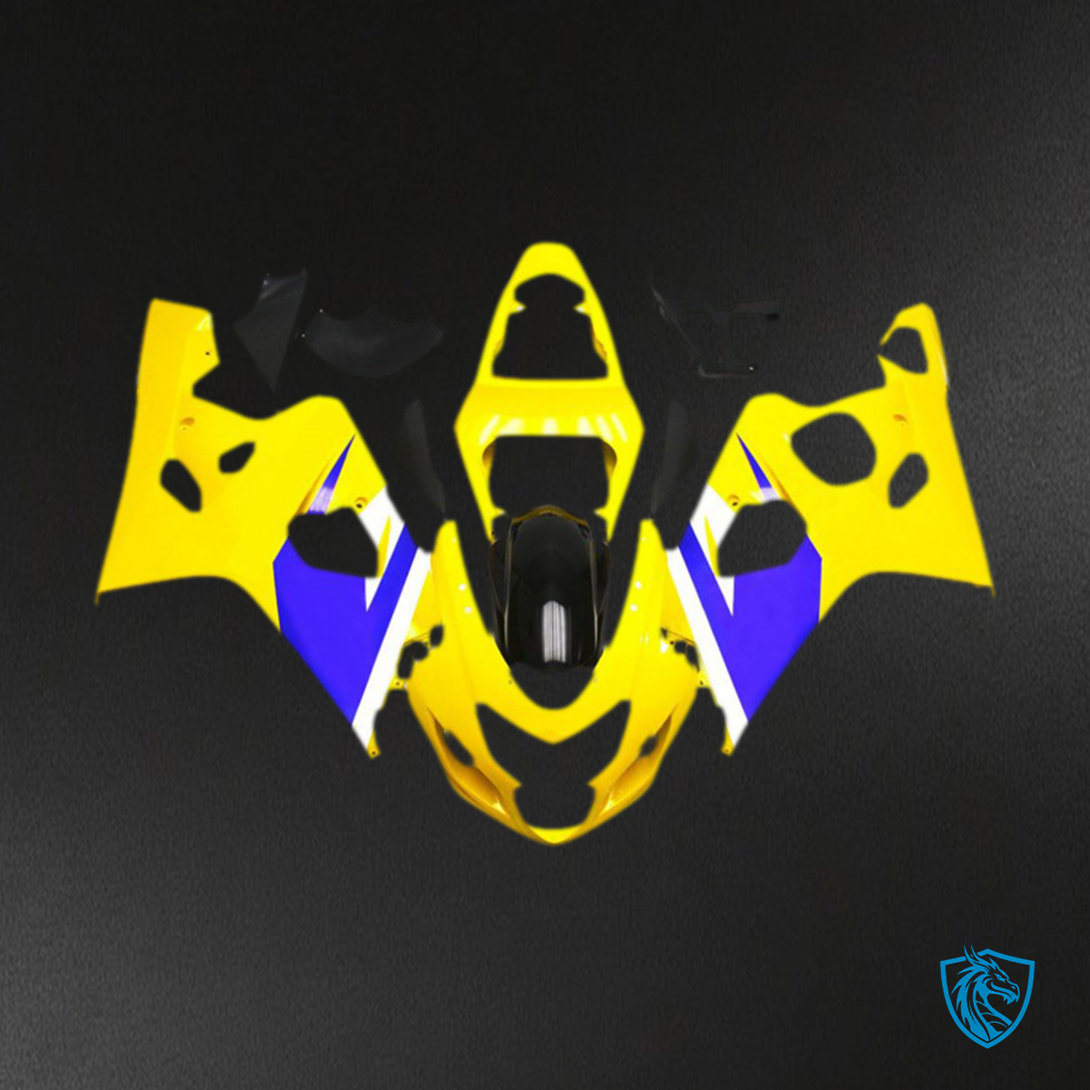 Suzuki GSXR 600-750 (2004-2005) Glossy Yellow & Bright Blue Motorcycle - Custom ABS Fairing Kit