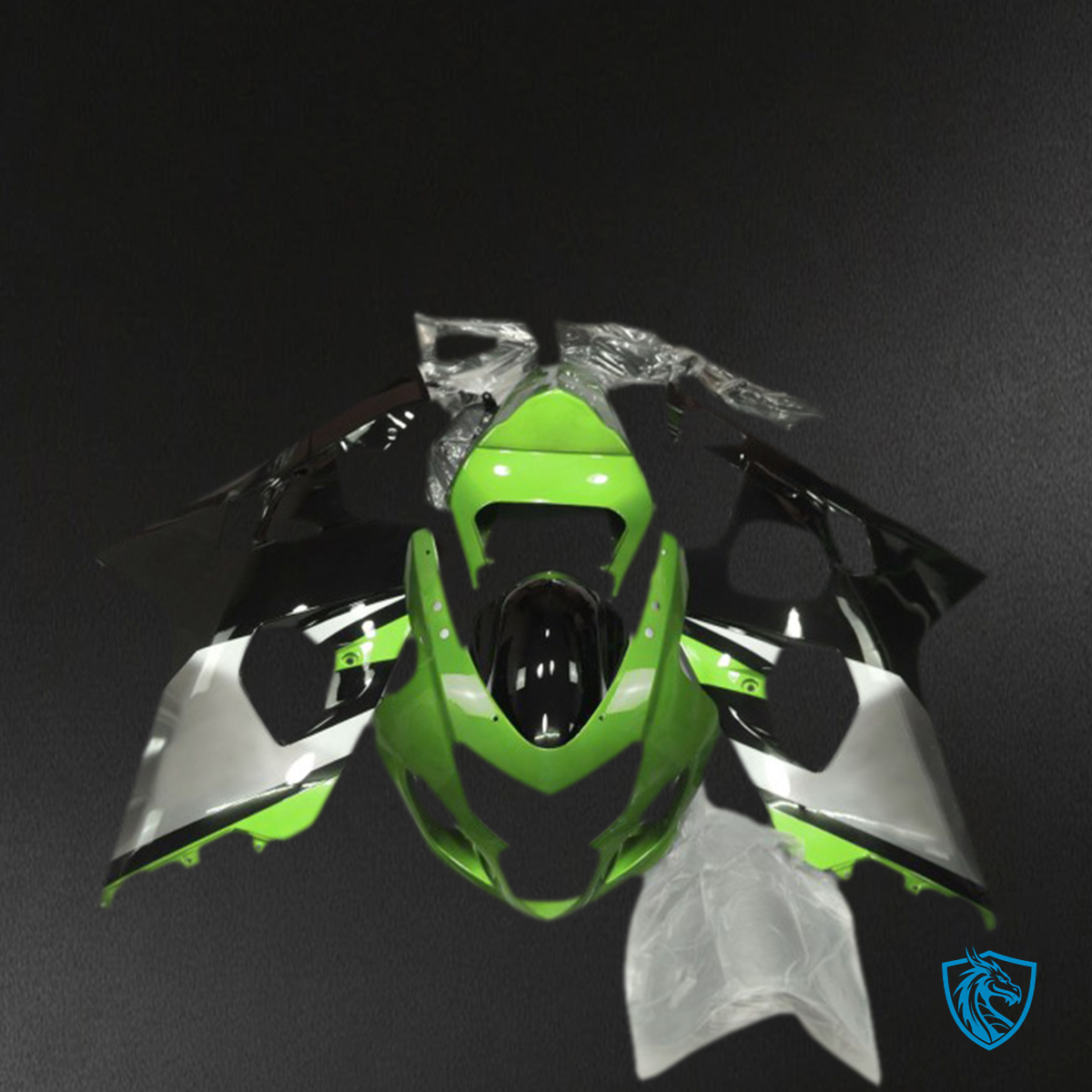 Suzuki GSXR 600-750 (2004-2005) Light Green, Silver & Black - Custom ABS Fairing Kit