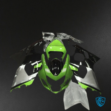 Suzuki GSXR 600-750 (2004-2005) Light Green, Silver & Black - Custom ABS Fairing Kit