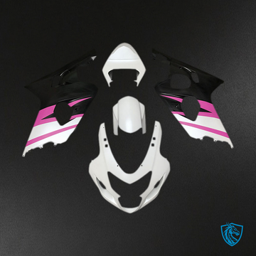 Suzuki GSXR 600-750 (2004-2005) Matte White & Pink Motorcycle Fairings Kit - Aftermarket ABS Bodywork