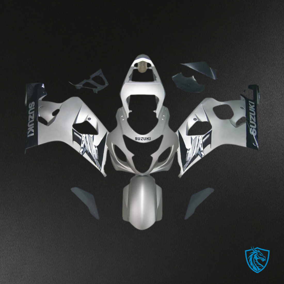 Suzuki GSXR 600-750 (2004-2005) Silver & Black - Custom ABS Fairing Kit