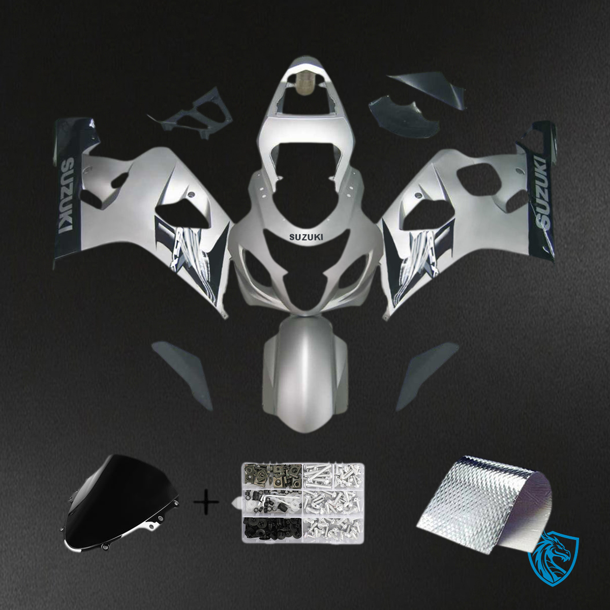 Suzuki GSXR 600-750 (2004-2005) Silver & Black - Custom ABS Fairing Kit