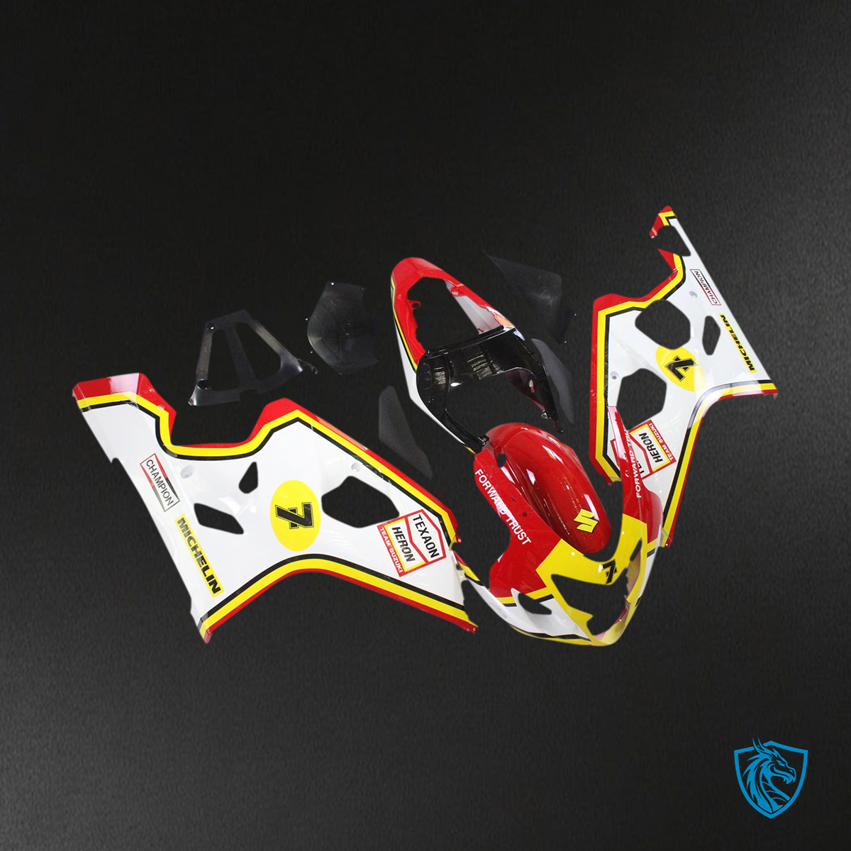 Suzuki GSXR 600-750 (2004-2005) Red, Yellow & White - Fairing Kit