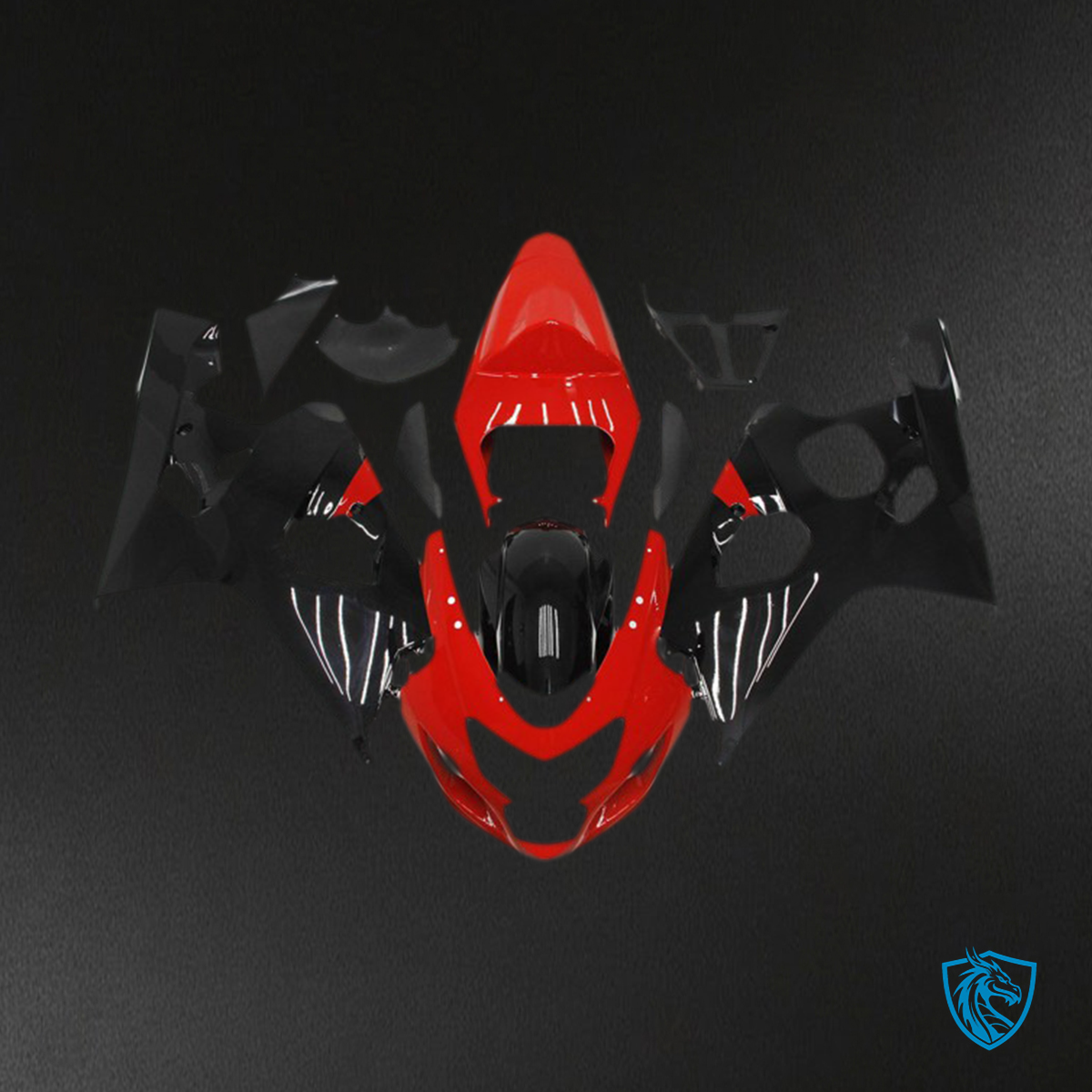 Suzuki GSXR 600-750 (2004-2005) Red & Glossy Black Style Motorcycle Fairings Kit - Aftermarket ABS Bodywork