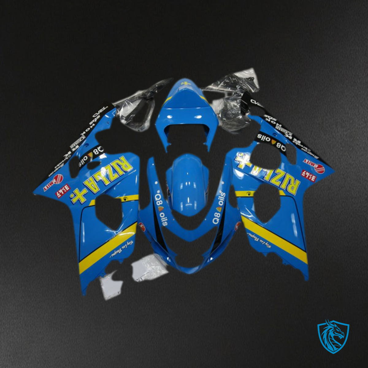 Suzuki GSXR 600-750 (2004-2005) Blue & Yellow Rizla Motorcycle Fairings Kit - Aftermarket ABS Bodywork