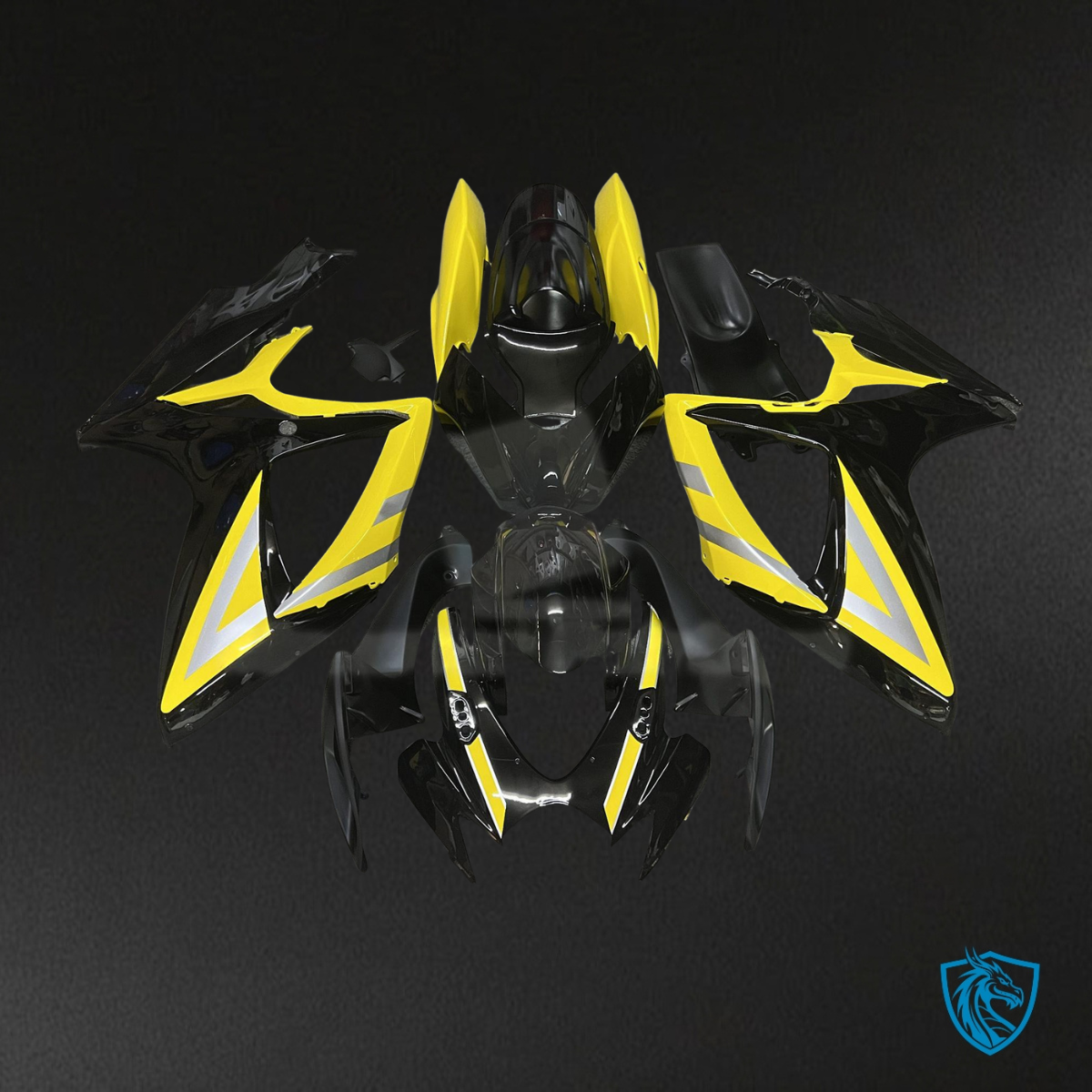 Suzuki GSXR 600-750 (2006-2007) Black & Yellow - MERGEment Motorcycle Fairings Kit