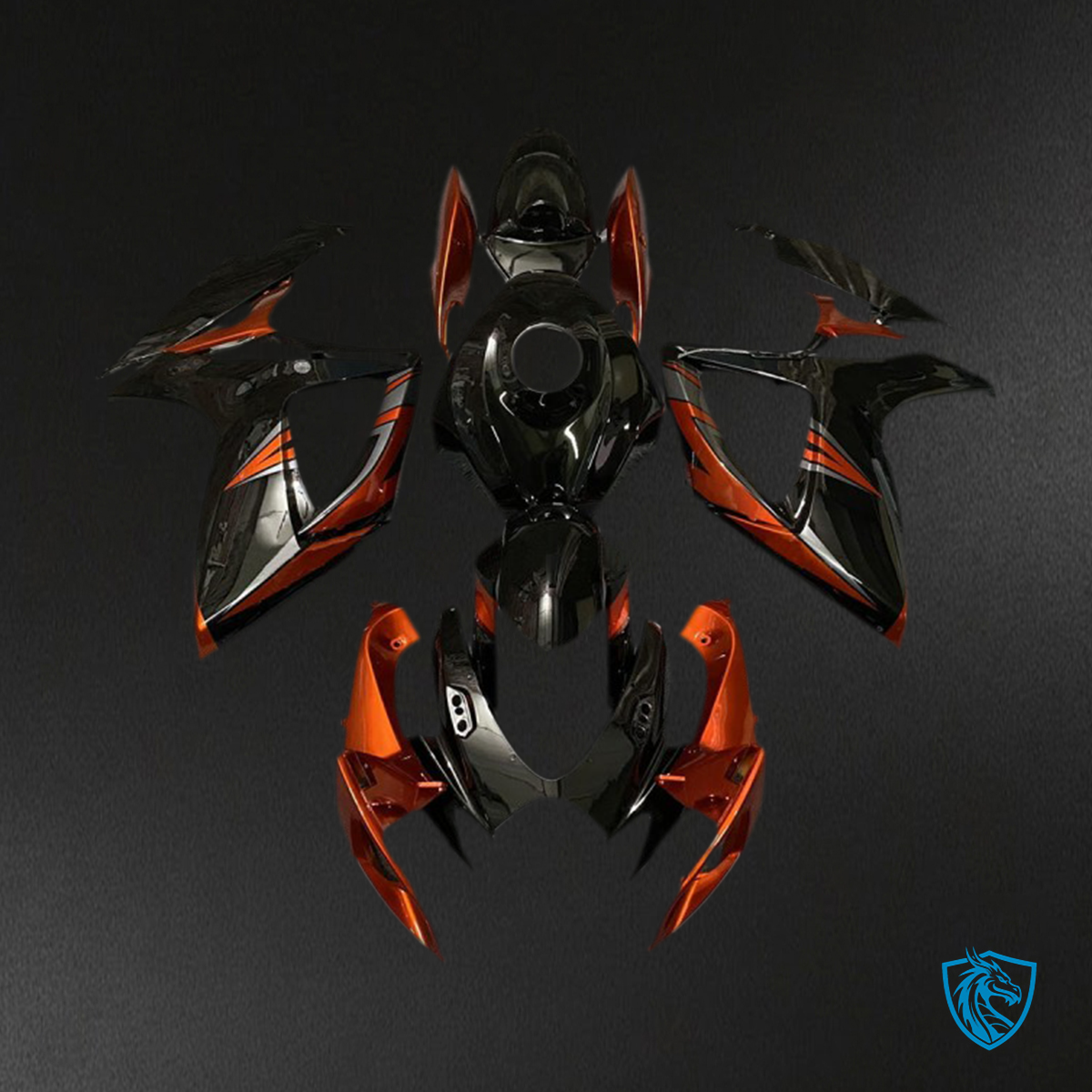 Suzuki GSXR 600-750 (2006-2007) Black & Burnt Orange Motorcycle Fairings Kit | ABS Bodywork