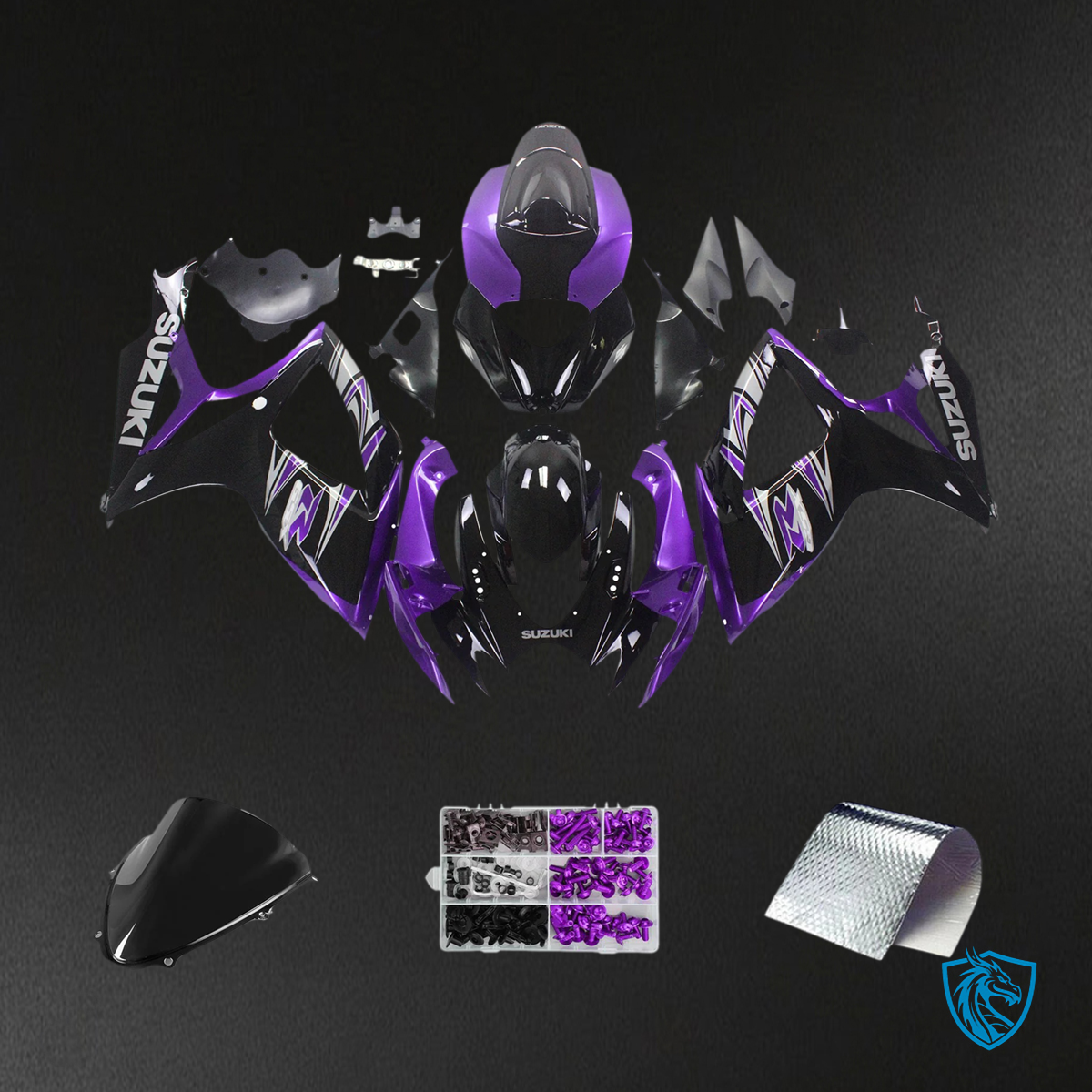Suzuki GSXR 600-750 (2006-2007) Black & Purple - Fairing Kit