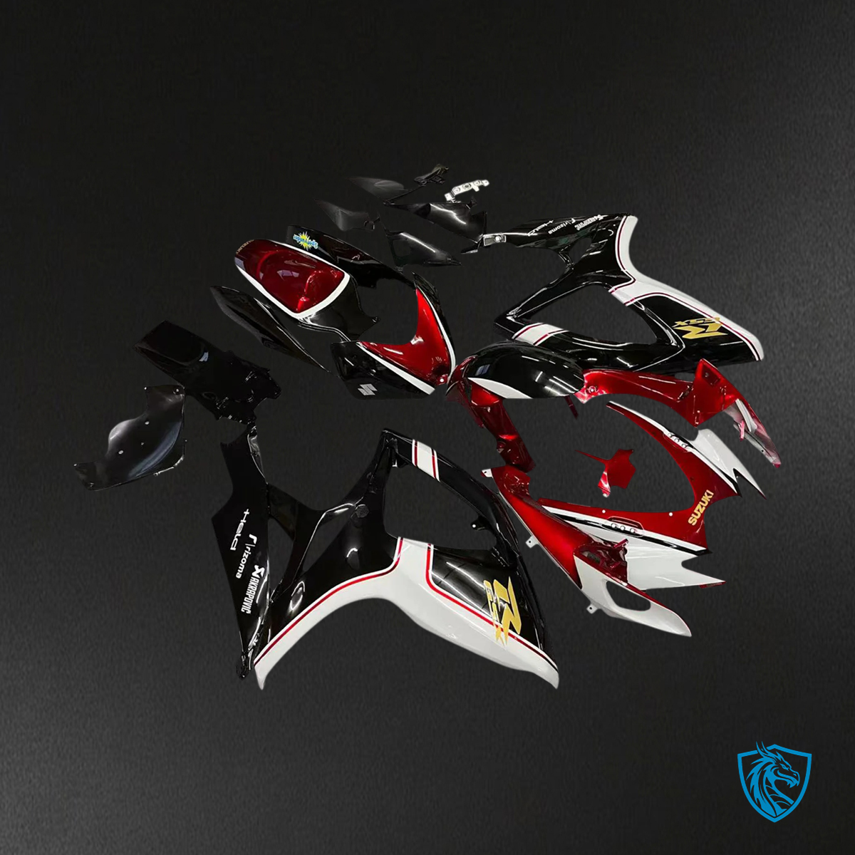 Suzuki GSXR 600-750 (2006-2007) Black & Red - Fairing Kit
