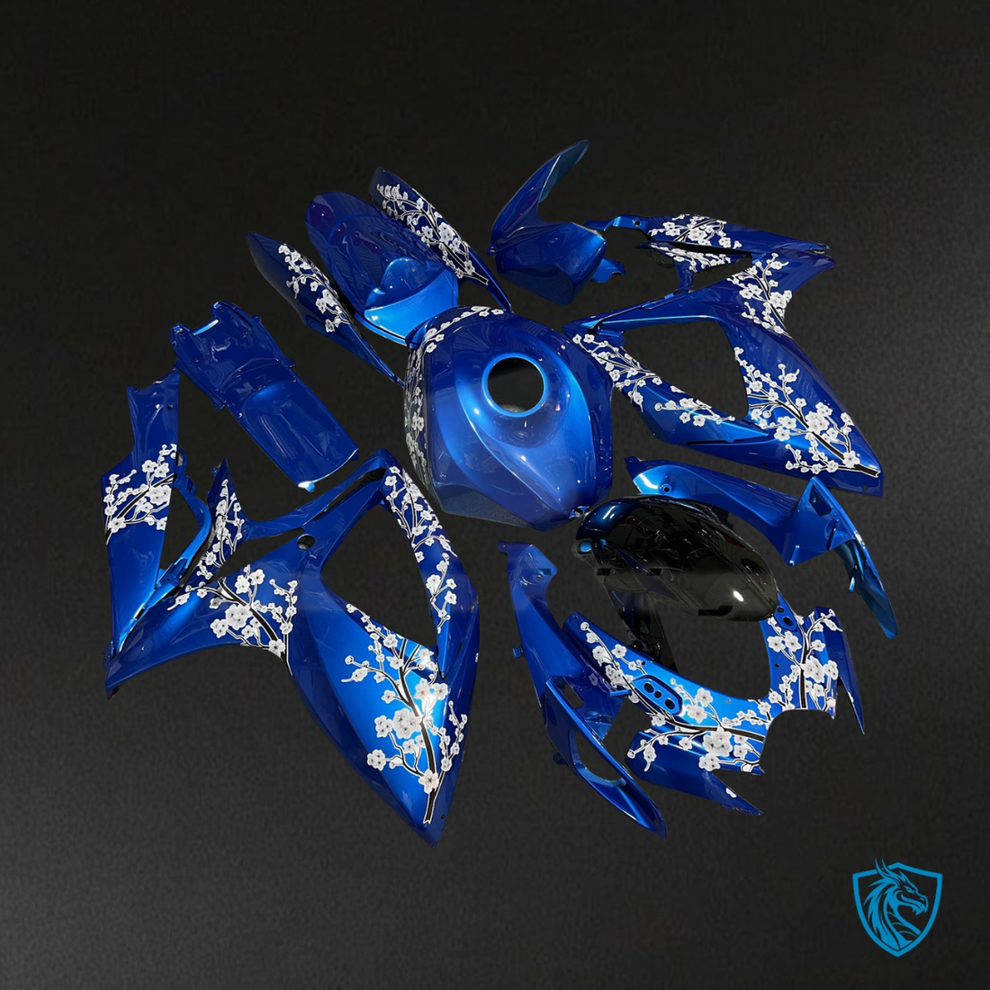 Suzuki GSXR 600-750 (2006-2007) Blue & White Cherry Blossom - MERGEment Motorcycle Fairings Kit