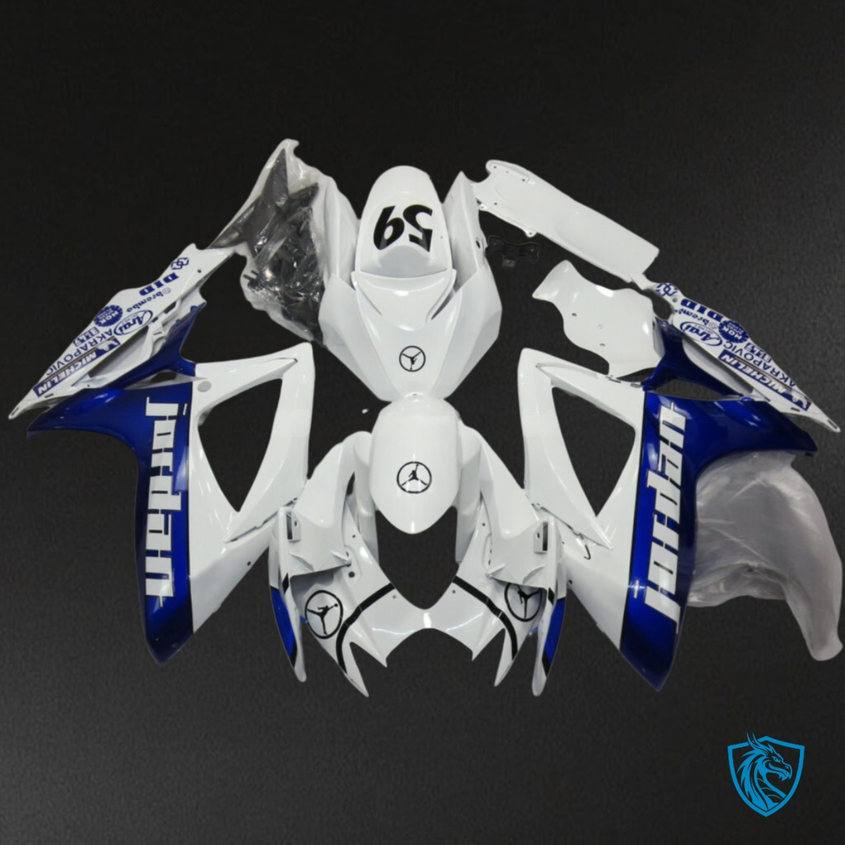 Suzuki GSXR 600-750 (2006-2007) White & Blue Fairing Kit - Aftermarket ABS Bodywork