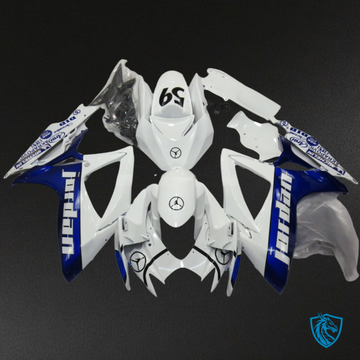 Suzuki GSXR 600-750 (2006-2007) White & Blue Fairing Kit - Aftermarket ABS Bodywork