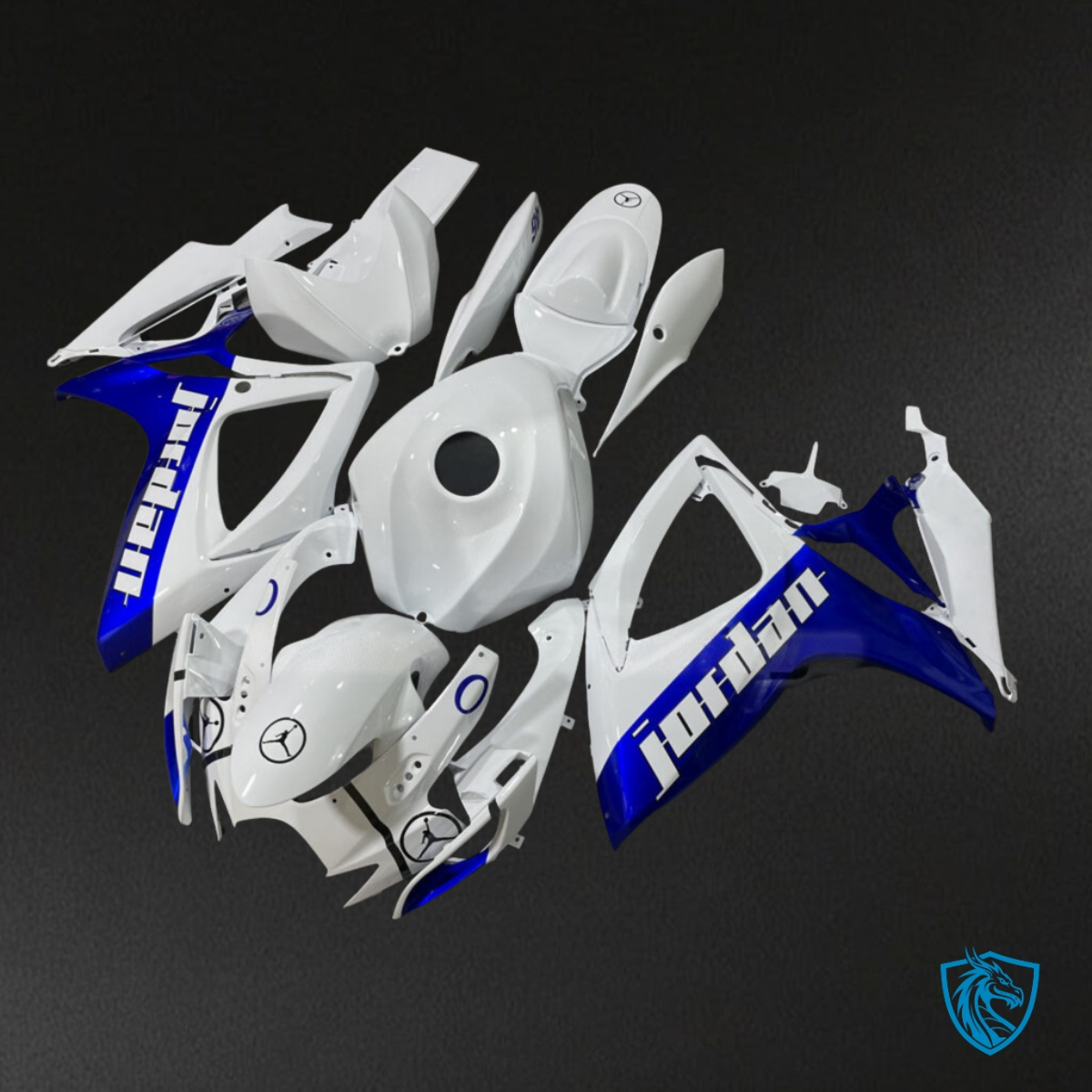 Suzuki GSXR 600-750 (2006-2007) Blue & White Jordan Gloss Style - Custom ABS Fairing Kit