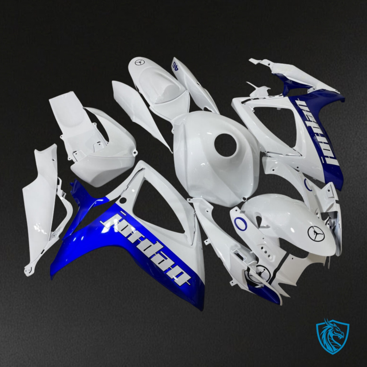 Suzuki GSXR 600-750 (2006-2007) Blue & White Jordan Gloss Style - Custom ABS Fairing Kit