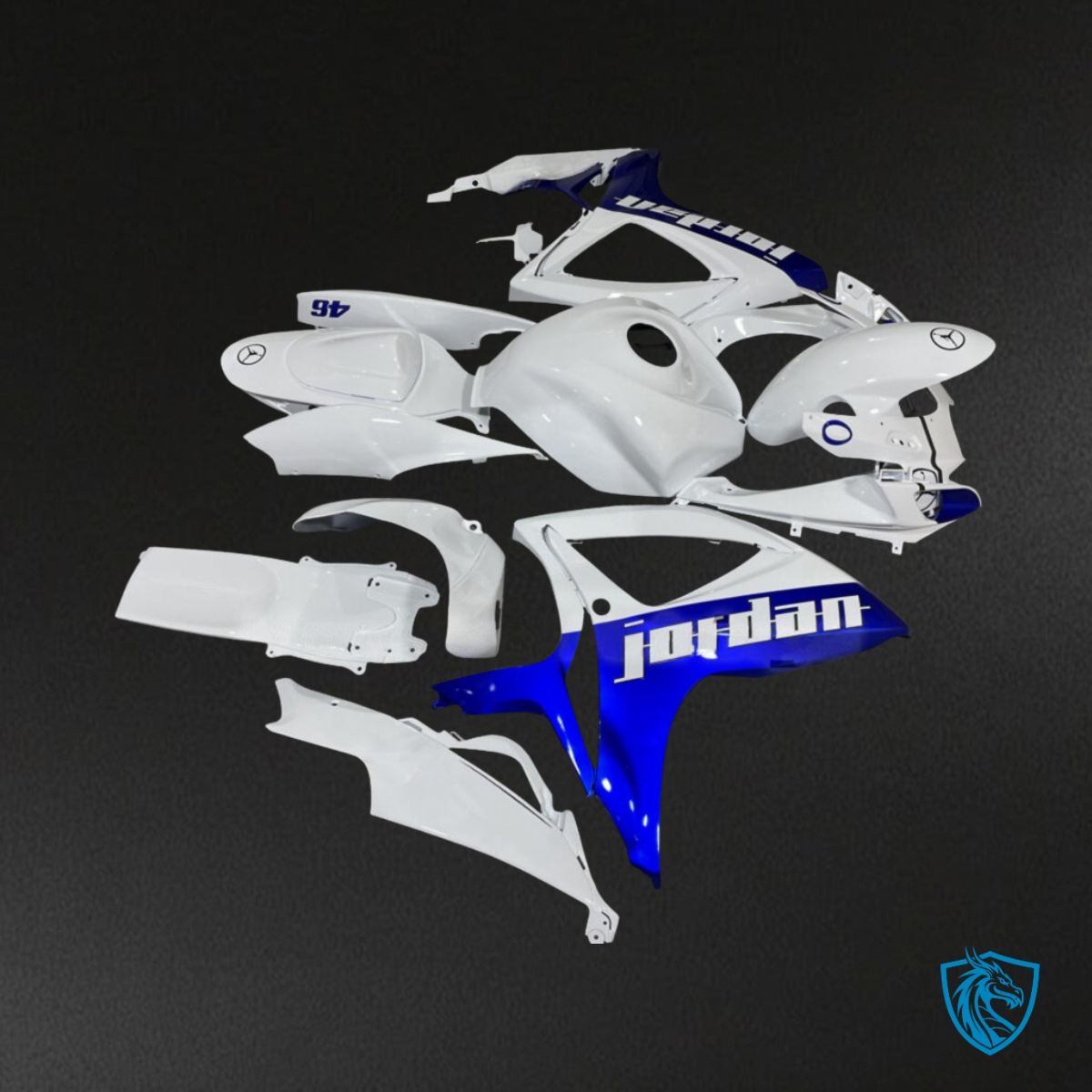 Suzuki GSXR 600-750 (2006-2007) Blue & White Jordan Gloss Style - Custom ABS Fairing Kit