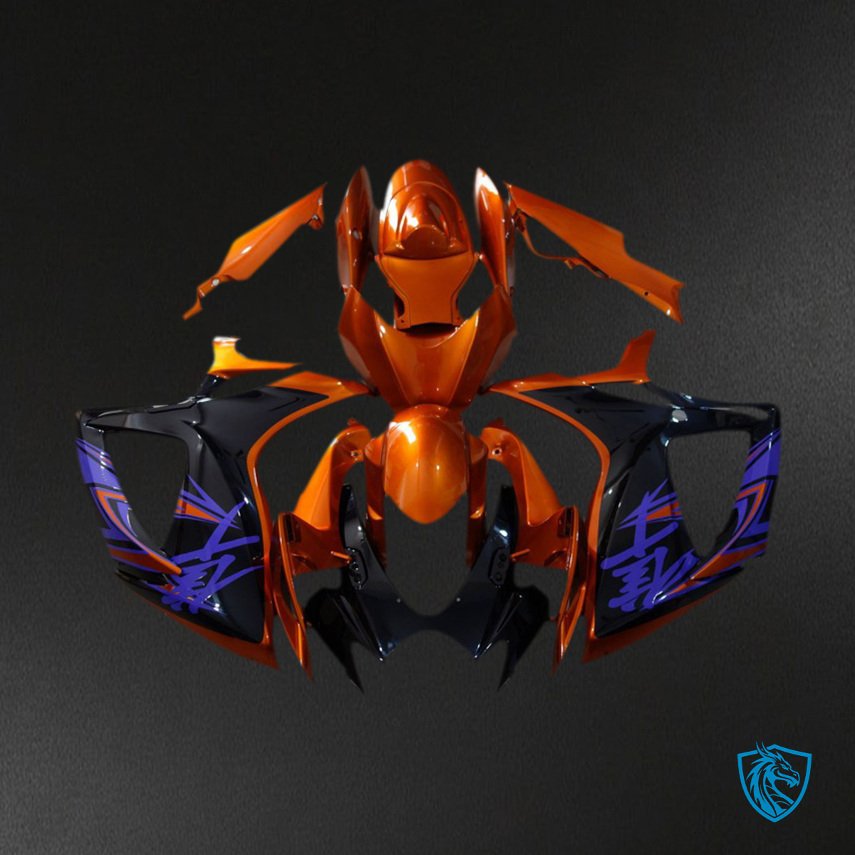 Suzuki GSXR 600-750 (2006-2007) Bright Orange & Gloss Black Fairings Kit - Aftermarket ABS Bodywork