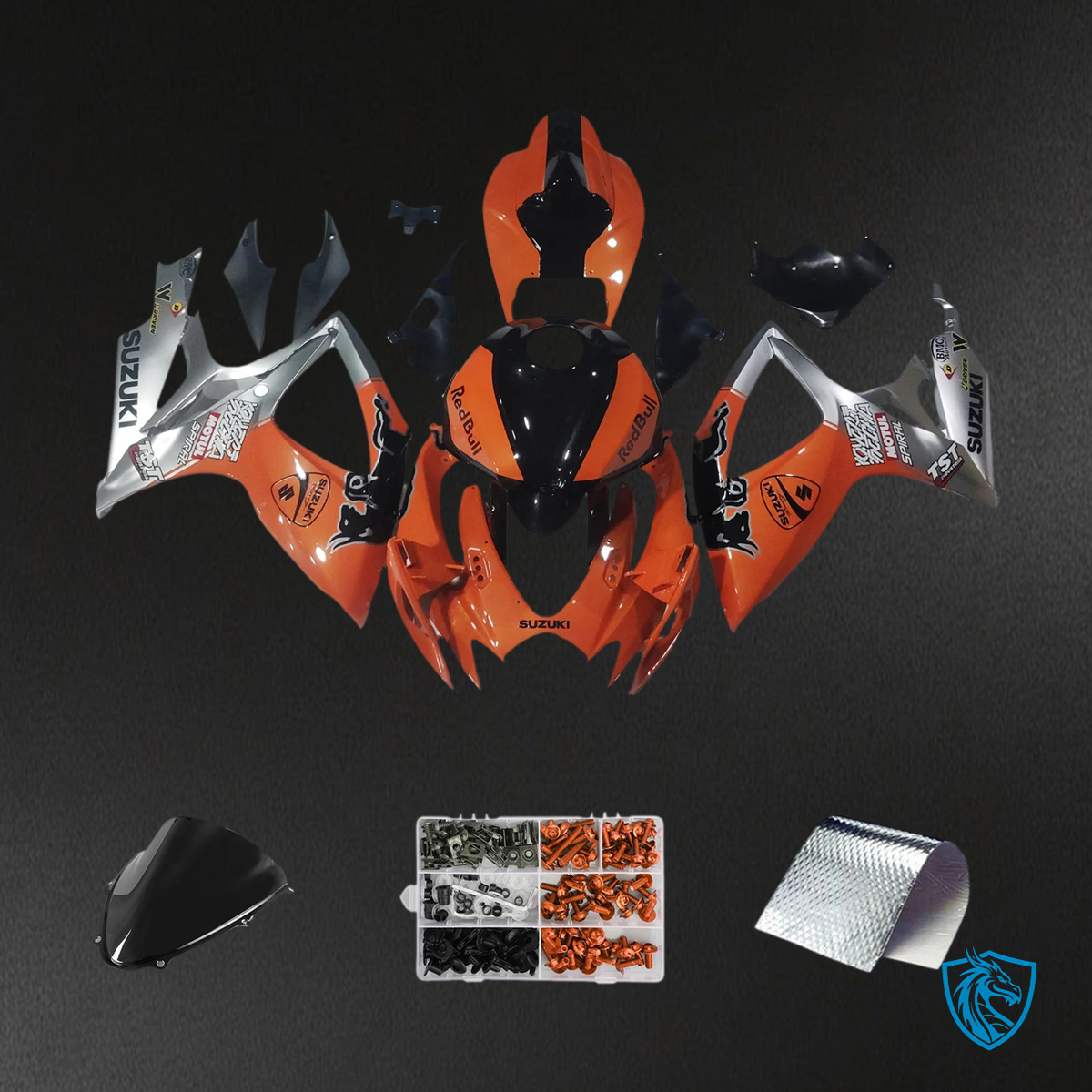 Suzuki GSXR 600-750 (2006-2007) Bull Orange & Sliver - Fairing Kit