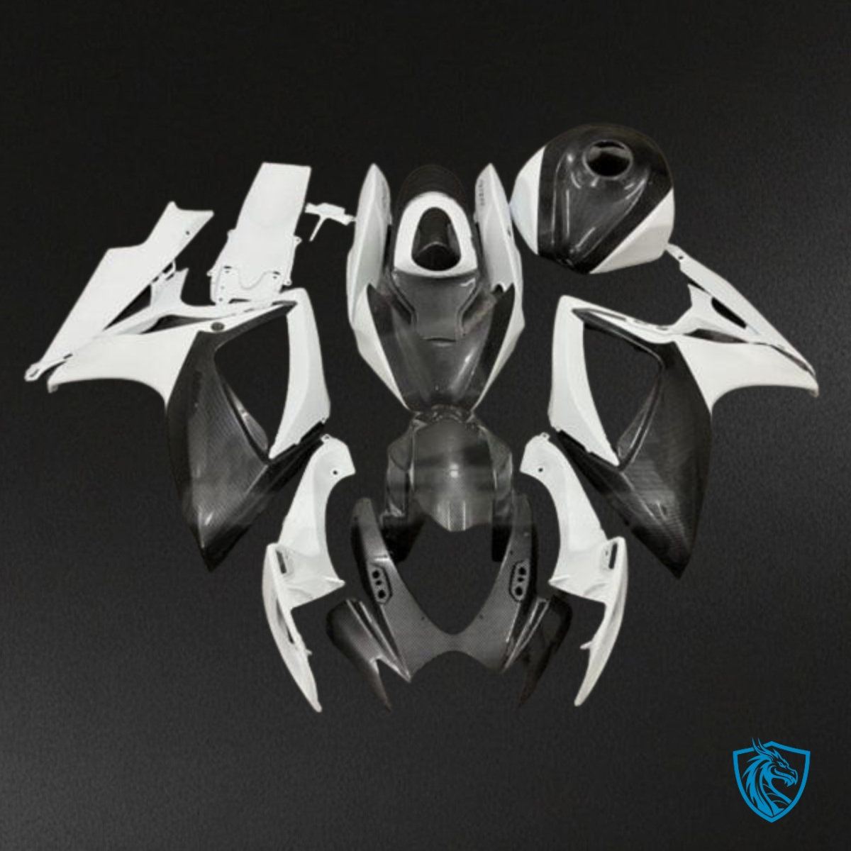 Suzuki GSXR 600-750 (2006-2007) White & Black Fairing Kit - Aftermarket ABS Bodywork
