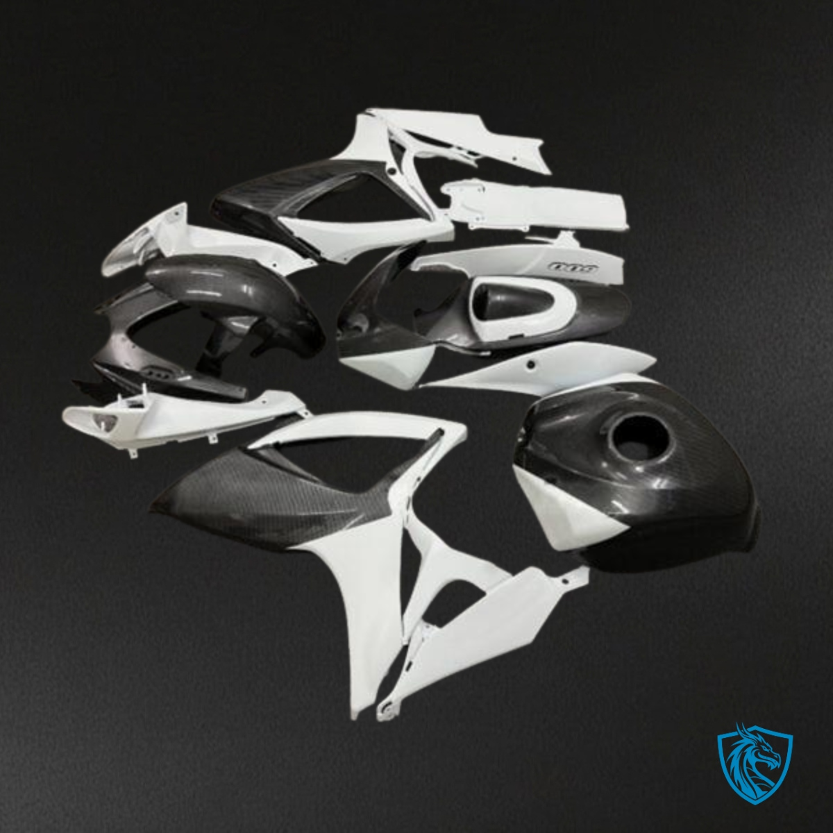 Suzuki GSXR 600-750 (2006-2007) White & Black Fairing Kit - Aftermarket ABS Bodywork