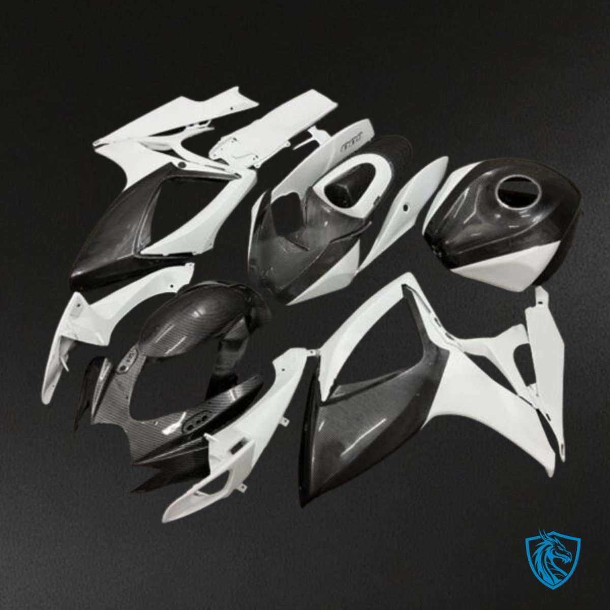 Suzuki GSXR 600-750 (2006-2007) White & Black Fairing Kit - Aftermarket ABS Bodywork