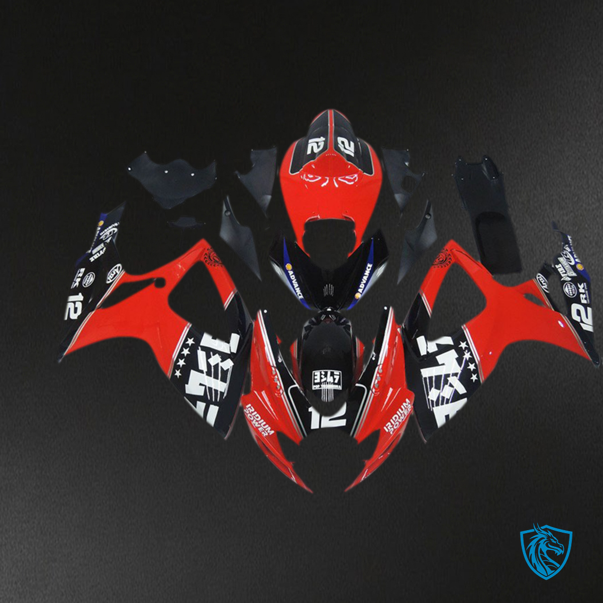 Suzuki GSXR 600-750 (2006-2007) Custom Red & Black Logos Motorcycle Fairings Kit | ABS Bodywork