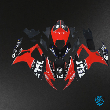 Suzuki GSXR 600-750 (2006-2007) Custom Red & Black Logos Motorcycle Fairings Kit | ABS Bodywork