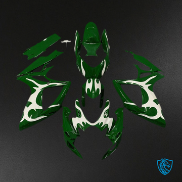 Suzuki GSXR 600-750 (2006-2007) Dark Green & White Motorcycle - Custom ABS Fairing Kit