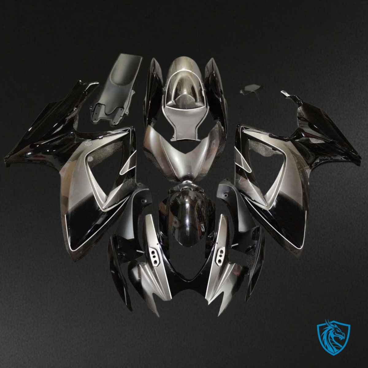 Suzuki GSXR 600-750 (2006-2007) Dark Silver & Black Fairing Kit | ABS Bodywork