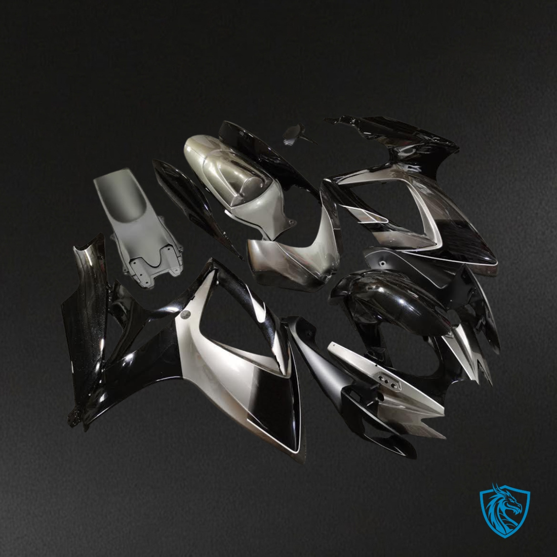 Suzuki GSXR 600-750 (2006-2007) Dark Silver & Black Fairing Kit | ABS Bodywork