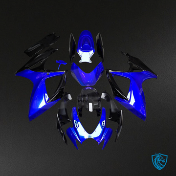 Suzuki GSXR 600-750 (2006-2007) Gloss Black & Blue - MERGEment Motorcycle Fairings Kit