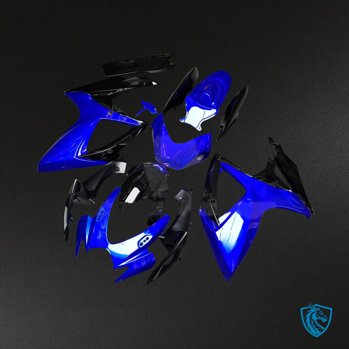 Suzuki GSXR 600-750 (2006-2007) Gloss Black & Blue - MERGEment Motorcycle Fairings Kit