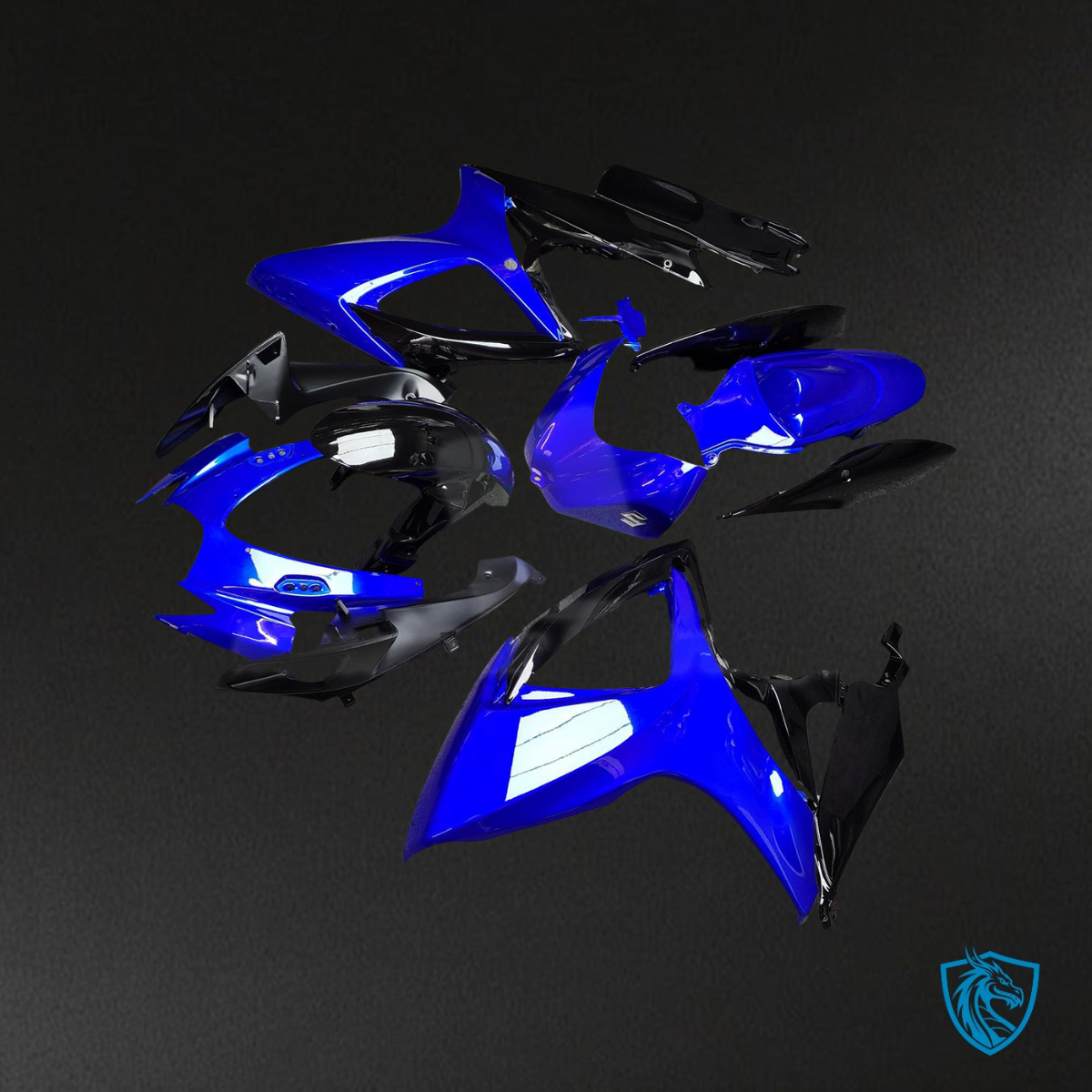 Suzuki GSXR 600-750 (2006-2007) Gloss Black & Blue - MERGEment Motorcycle Fairings Kit