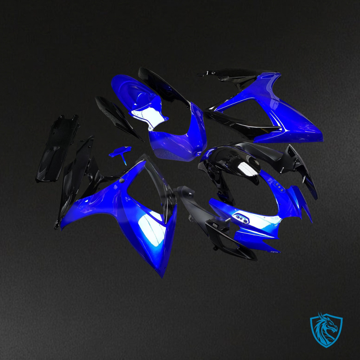 Suzuki GSXR 600-750 (2006-2007) Gloss Black & Blue - MERGEment Motorcycle Fairings Kit
