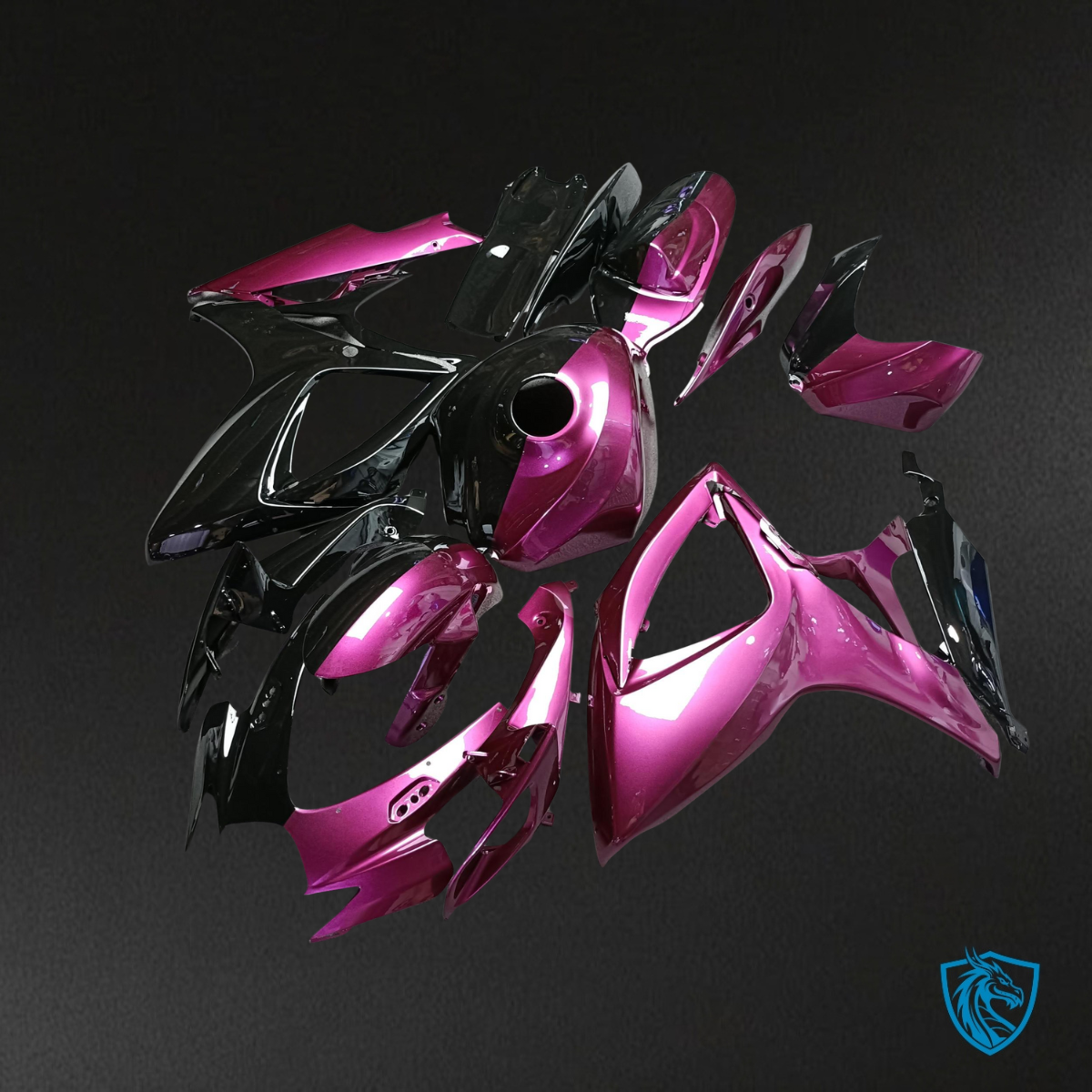 Suzuki GSXR 600-750 (2006-2007) Gloss Black & Pink Split Fairing Kit | ABS Bodywork