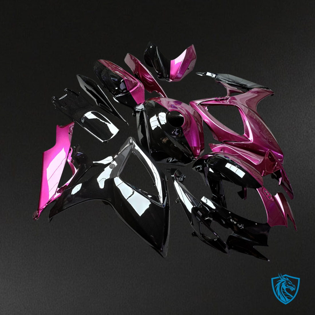 Suzuki GSXR 600-750 (2006-2007) Gloss Black & Pink Split Fairing Kit | ABS Bodywork