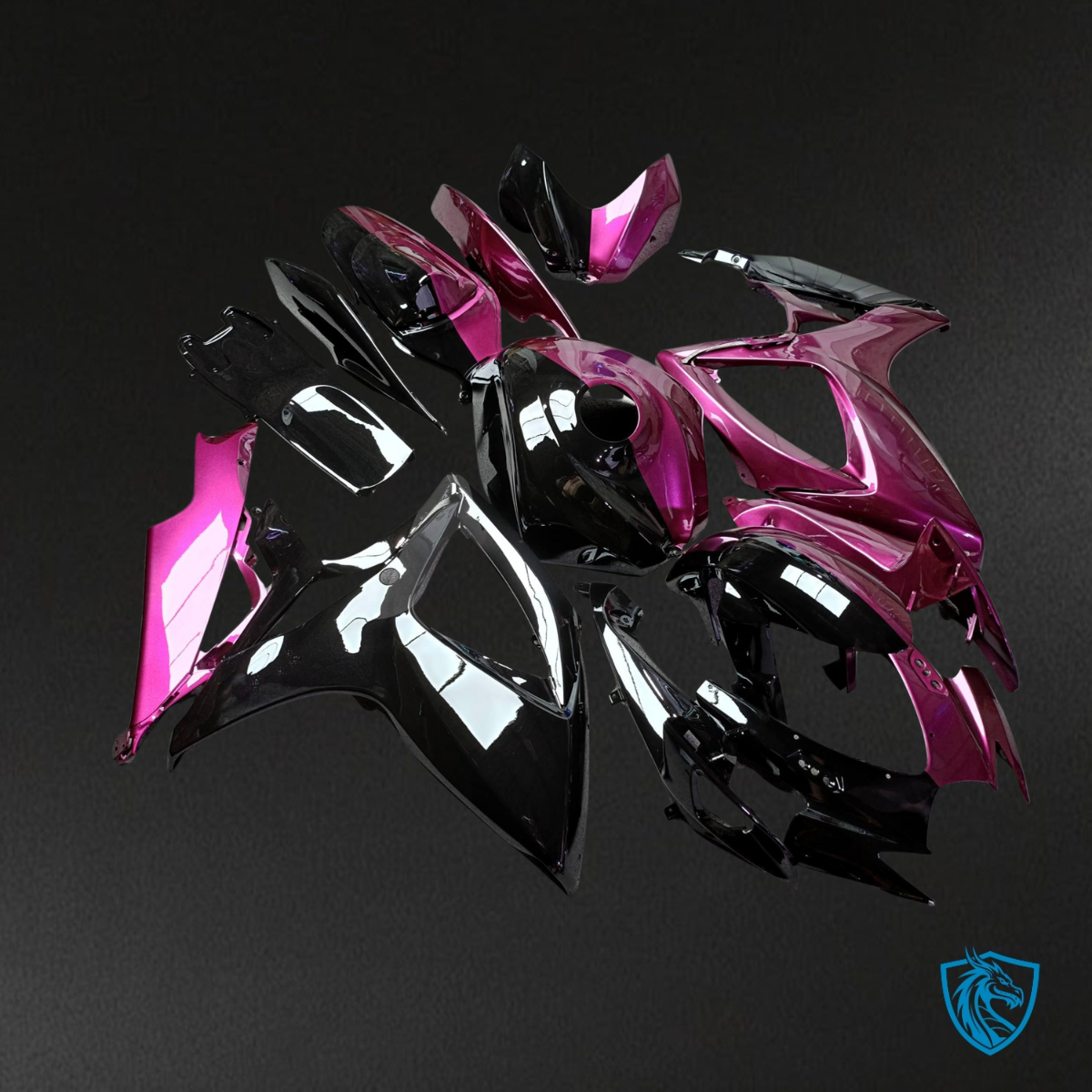 Suzuki GSXR 600-750 (2006-2007) Gloss Black & Pink Split Fairing Kit | ABS Bodywork